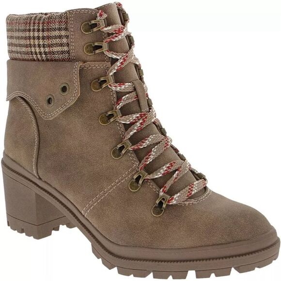 JELLYPOP Women’s Mission Hiker Lace Up Booties Chunky Heels Size 8 1/2” Tan - Picture 3 of 15